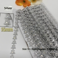 Cadena de diamantes de imitación pequeños con forma de estrella pentagonal, 10 tamaños, al por mayor, adorno de plástico con diamantes de imitación, cadena de cristal brillante para accesorios de ropa DIY