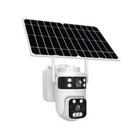 Panel Solar 4G LTE PTZ CMOS Cámara Dual Modo AOV Foco Sirena Alarma Control por Celular Visión Nocturna IP66 Monitor para Jardín y Campo