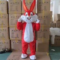 MOQ 1 pièce, Costumes de mascotte lapin en tissu peluche doux de haute qualité, tenue amusante Bugs Bunny pour adultes, animal de dessin animé, anime, EVA