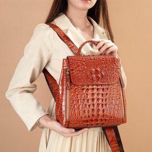 Custom Vintage Crocodile Pattern <b>Backpack</b> Luxury Genuine Leather <b>Small</b> <b>Backpack</b> Cute Mini <b>Backpack</b> Purse for Ladies - Product Image 6