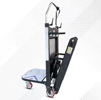 Chariot industriel électrique pliable à quatre roues pour monter les escaliers, capacité de charge de 250 kg, plateforme en acier, revêtement en poudre, moteur OEM 600W