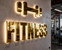 Enseigne électronique néon rétroéclairée animée 3D pour centre de fitness, ouverture frontale, avec prise