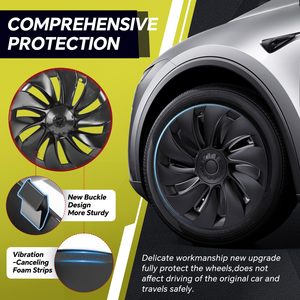Enjoliveurs de <span class=keywords><strong>roue</strong></span> noirs mats en ABS de 19 pouces, 4 pièces, protection de jantes, enjoliveurs de remplacement pour Tesla Model Y Juniper 2025 2026 - Product Image 2