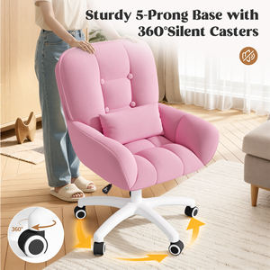 Chaise de bureau moderne ergonomique réglable en hauteur en velours avec roulettes silencieuses et coussin de siège enveloppé de mousse à mémoire de forme pour le bureau à domicile et l'étude - Product Image 2