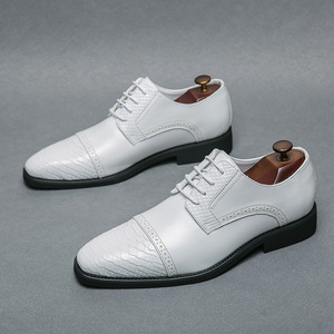 Nouvelles chaussures en cuir pour hommes de grande taille, blanches, élégantes, à coutures, style britannique, chaussures en cuir <span class=keywords><strong>Derby</strong></span> pour mariage, printemps et automne - Product Image 1