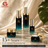 Ensemble de soins cosmétiques et capillaires de luxe 30g 50g 40ml/100ml/120ml, emballage en flacon de verre bleu avec pompe, lotion pour le corps et pot