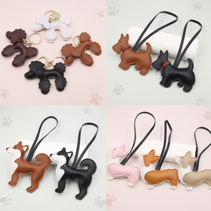 Porte-clés chien en peluche en cuir PU 2026 avec longue sangle, modèle chiot Corgi, Shiba Inu, <span class=keywords><strong>Terrier</strong></span> écossais, pour breloques de sac - Product Image 2