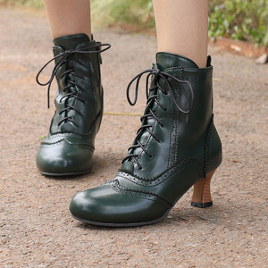 2026New Classic <b>Brown</b> PU <b>Brogue</b> Cutout Lace Up Side Zip Elegant Ankle Boots <b>Women</b> Shoes For Weekend Leisure Trips fashion shoes - Product Image 4