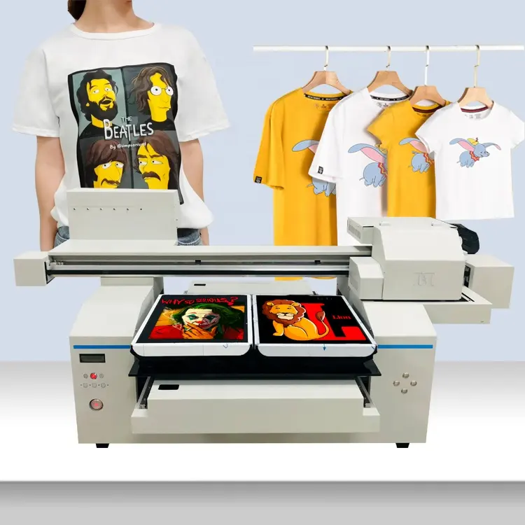 LSTA1A2-059 2 या 4 स्टेशन उच्च उत्पादकता फास्ट गति dtg प्रिंटर मल्टीकोलर cmykw कपड़ा कपास टी शर्ट प्रिंटिंग मशीन