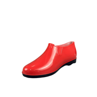 Chaussures de pluie légères et brillantes à enfiler, basses, en PVC rouge, pour femmes, pour le jardinage quotidien, imperméables