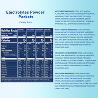 Poudre d'électrolytes sans sucre en sachet individuel, saveur fruits variés, avec multivitamines pour la nutrition sportive et la réhydratation quotidienne