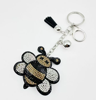 Koningsblauw schattig bijenvormig stijlvol sleutelhanger met volledig strass-versiering en kwastjes, hoogwaardig bestseller hangend ornament