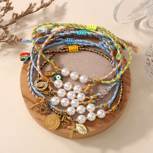 Braccialetti intrecciati religiosi Go2boho con perle e ciondoli, set di gioielli cristiani spirituali <span class=keywords><strong>per</strong></span> donna, accessori protettivi della fede - Product Image 4