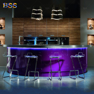 Nhà hàng thanh thiết kế tùy chỉnh chất lượng tốt nhất dẫn ánh sáng màu xám <span class=keywords><strong>corian</strong></span> Top Tím cong nửa vòng Câu Lạc Bộ khách sạn nhà quầy bar - Product Image 2