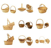 JY fait à la main vintage écologique ovale coeur portable couleur naturelle stockage saule osier tissé panier poignées