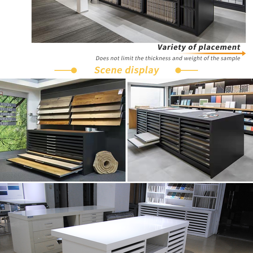 Metal Cabinet Showroom Stone Sample Drawers Granite Display Rack Stand Factory Flooring Quartz Sliding Tile Display Drawer