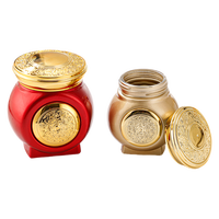 Pot en verre de luxe de style arabe avec bouchon en plastique enduit, bouteille en verre multicolore OEM pour crème pour le visage