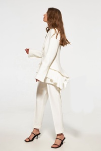 Oudina Giản Dị Mỏng Phụ Nữ Phù Hợp Với Blazer Nối Pleated Phù Hợp Với Áo Khoác Duy Nhất Nút Dài Tay Áo Của Phụ Nữ Áo Choàng - Product Image 3