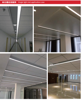 Rail en aluminium intégré pour plafond suspendu, pour éclairage linéaire, grille de ventilation centrale, tête de sprinkler et détecteur de fumée