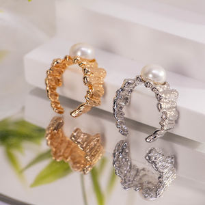 Bagues de mariage vintage en argent plaqué or, design délicat, design Lave, fines, réglables, unisexes, vente en gros - Product Image 1