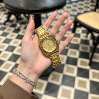 Nuevo Reloj de Lujo Dorado para Mujer, Resistente al Agua, con Luz Nocturna, Reloj de Cuarzo de Acero Inoxidable para Mujer, Resistente al Agua