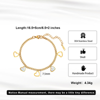 Bracelet chaîne cubaine avec pendentif coquillage pour femme, plaqué or, acier inoxydable 304, réglable, bijoux tendance