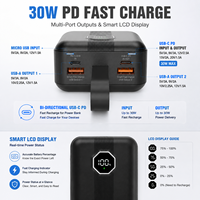 Batterie Externe OEM 2026 pour Extérieur, Haute Capacité 30000mAh, 30W, Batterie Li-Polymère avec Écran LCD, Double Port USB à Charge Rapide, Micro USB