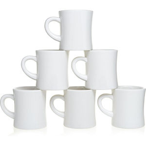 Tasses à café en céramique blanches crème personnalisées, style rétro vintage classique, épaisses, imprimées, avec logo personnalisé, en porcelaine - Product Image 1