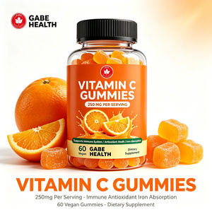 Gomitas de Vitamina C al por Mayor, 250 mg, 60 Unidades, Veganas, Naturales, Sabor Naranja, Refuerzo Inmunológico, Antioxidante, Absorción de Hierro, para Niños y Adultos, Uso Diario, OEM - Product Image 1