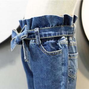 Pantalon en jean taille haute avec nœud pour filles, collection automne 2019, vêtements pour enfants, pantalon en denim pour bébés filles - Product Image 6