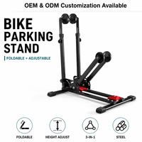 Support de stationnement pliable 3-en-1 pour vélos, support vertical réglable en acier 30 kg, pour vélos de route, VTT, Fat Tire, BMX de 24 à 29 pouces, pour la maison et le garage