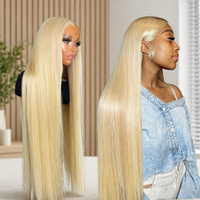 Perruque Lace Front Deluxe Mavis sans colle, HD transparente, en cheveux humains Remy vietnamiens, avec baby hair, blonde, double densité, pour usage quotidien