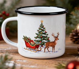 Cổ điển Retro Cây giáng sinh men cốc Xmas Đèn in nhà kỳ nghỉ trang trí nội thất cắm trại <span class=keywords><strong>drinkware</strong></span> - Product Image 5