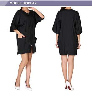 2025 chaqueta impermeable de peluquero con bolsillos baja permeabilidad al agua bata de salón de SPA de uñas-capa de corte de pelo negro delantal de aseo - Product Image 5