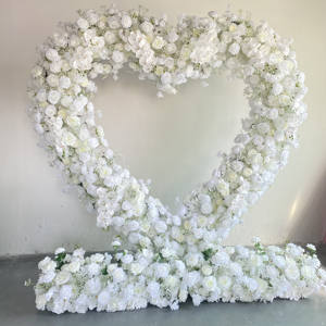 Base en tissu blanc Arrangement de fleurs artificielles décoratif en forme de coeur arc de <span class=keywords><strong>mariage</strong></span> toile de fond décoration d'événement en plein air - Product Image 2