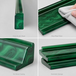 Ensemble de 4 supports à mahjong en acrylique à motif vert cyprès - Product Image 6