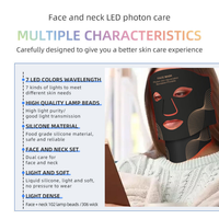 Masker Perawatan Cahaya Merah Nirkabel Khusus IBN - 72 Lampu LED - Masker Wajah Silikon LED Multi-warna dengan Timer Perawatan Kecantikan Kulit
