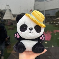 Boneka Panda Lucu Super Lembut dengan Topi, Mainan Hewan Isi Dakron untuk Mesin Cakar, Kartun Kawaii Mini Panda Plush OEM/ODM
