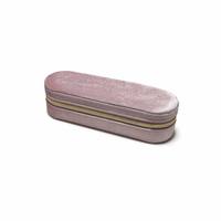 Boîte à bijoux de voyage en velours en forme de pilule, étui à anneaux à 11 compartiments avec fermeture éclair, portable, vente en gros, logo personnalisé, cadeau pour femmes
