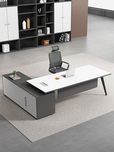 Bureau <span class=keywords><strong>de</strong></span> <span class=keywords><strong>direction</strong></span> minimaliste moderne en bois <span class=keywords><strong>de</strong></span> chêne avec ensemble chaise et armoire latérale et bibliothèque - Mobilier <span class=keywords><strong>de</strong></span> bureau personnalisable - Product Image 3