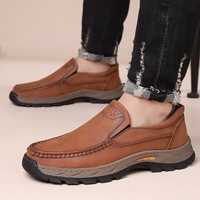 Mocasines para Hombre Listos para Enviar, Parte Superior de Microfibra, Plataforma Plana para Caminar, Suela de Goma, Forro de Gamuza de Vaca, MOQ Bajo