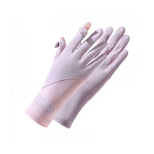 Ztc410 Guantes de protección solar de medio dedo para mujer, ciclismo, pantalla táctil, deportes al aire libre, protección UV ligera, rosa, gris - Product Image 3