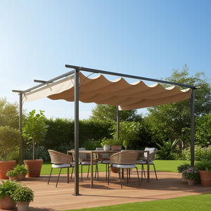 Pérgola Retráctil para Patio de 11.5x11.5 Pies, Estructura de Acero, Toldo Resistente a los Rayos UV, Gazebo para Exteriores, Diseño Contemporáneo - Product Image 2