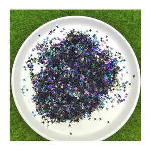 Black AB Plating 4 Point Star Glitters Confetti For Christmas Holiday Party Decoration Nail Art Slime Fillers Supplier Crafts