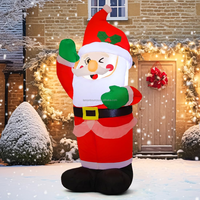 Père Noël gonflable de 7 pieds qui cligne et bouge, avec décoration de houx et lumière LED, pour la décoration de jardin, pelouse, maison, fête de Noël en extérieur