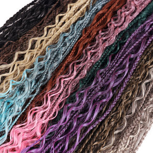 AliLeader 24 pouces double extrémités Ombre <span class=keywords><strong>Dread</strong></span> Lock Crochet Tresses Wavy Handmade DE Dreadlocks Crochet Hair Extensions - Product Image 5