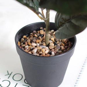 Árbol artificial de hoja de violín en maceta pequeña con base de piedra y maceta de cerámica para decoración de sala de estar - Product Image 2