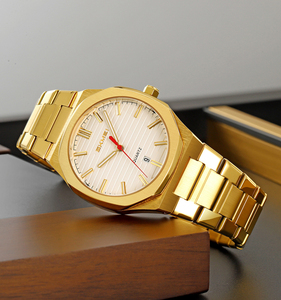 Montre Classique Élégante Résistante à l'Eau avec Boîtier Rond en Alliage de Zinc, Verre Cristal, Fonction Date, Style Affaires pour Tenues Quotidiennes - Product Image 1