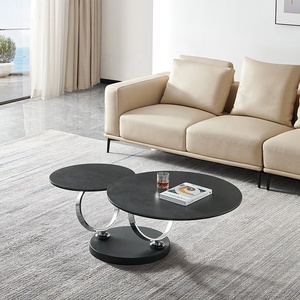 طاولة قهوة سيراميك مستديرة فاخرة بسيطة خفيفة الجانب عدد قليل من خزائن التلفزيون مزيج من طاولة قهوة صغيرة لغرفة المعيشة - Product Image 5