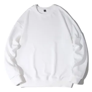 White 100% cotton 300g hemp cotton large terry crew neck sweater hoodies and sweatshirt